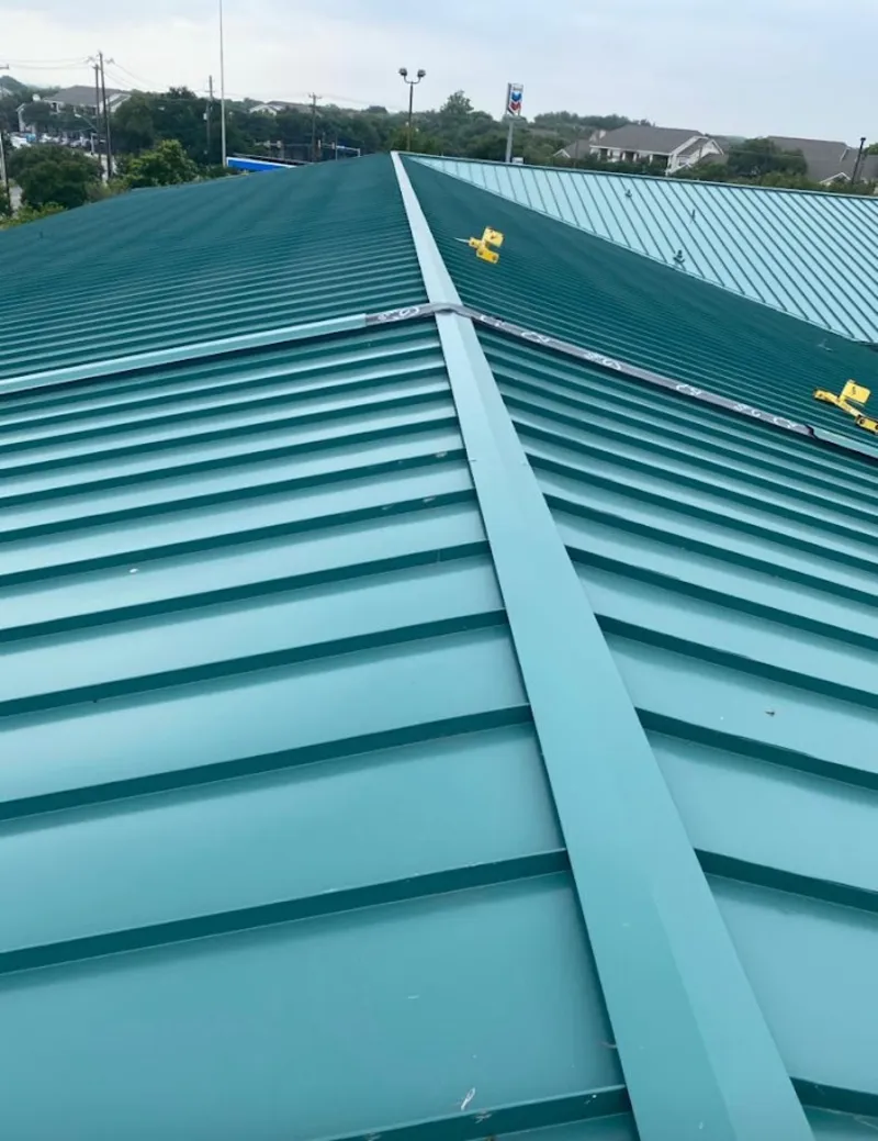 Green commercial metal roof ridge and valley for Metal Roof Repair in Kennett Square